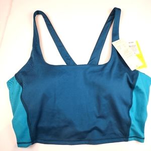 New All in Motion Athletic Sports Bra Light Support Longline Blue‎ Top Size L